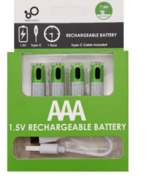 usb AAA батарейки  4шт